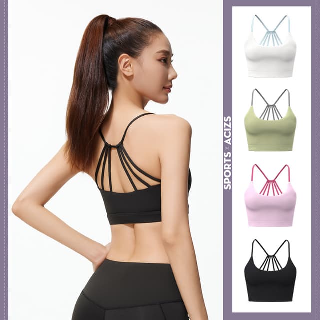 mvp sport บราโยคะสตรี สปอร์ตบรากันกระแทก แผ่นรองหน้าอกคงที่ในตัว สายเดี่ยวไขว้หลัง