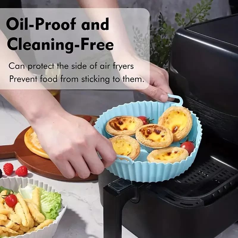 BLIVO ซิลิโคนแบบใช้ซ้ําได้ Air Fryer Liners AirFryer กระดาษไม่ติดถาดอบสําหรับห้องครัวบ้าน 1 ชิ้น