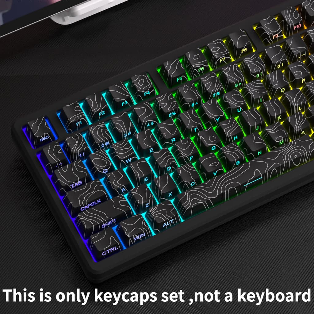 Pbt Keycap Contour Terrain Cherry profile dye-Sublimation SideแกะสลักLight-ส่งปุ่มกดครบชุด