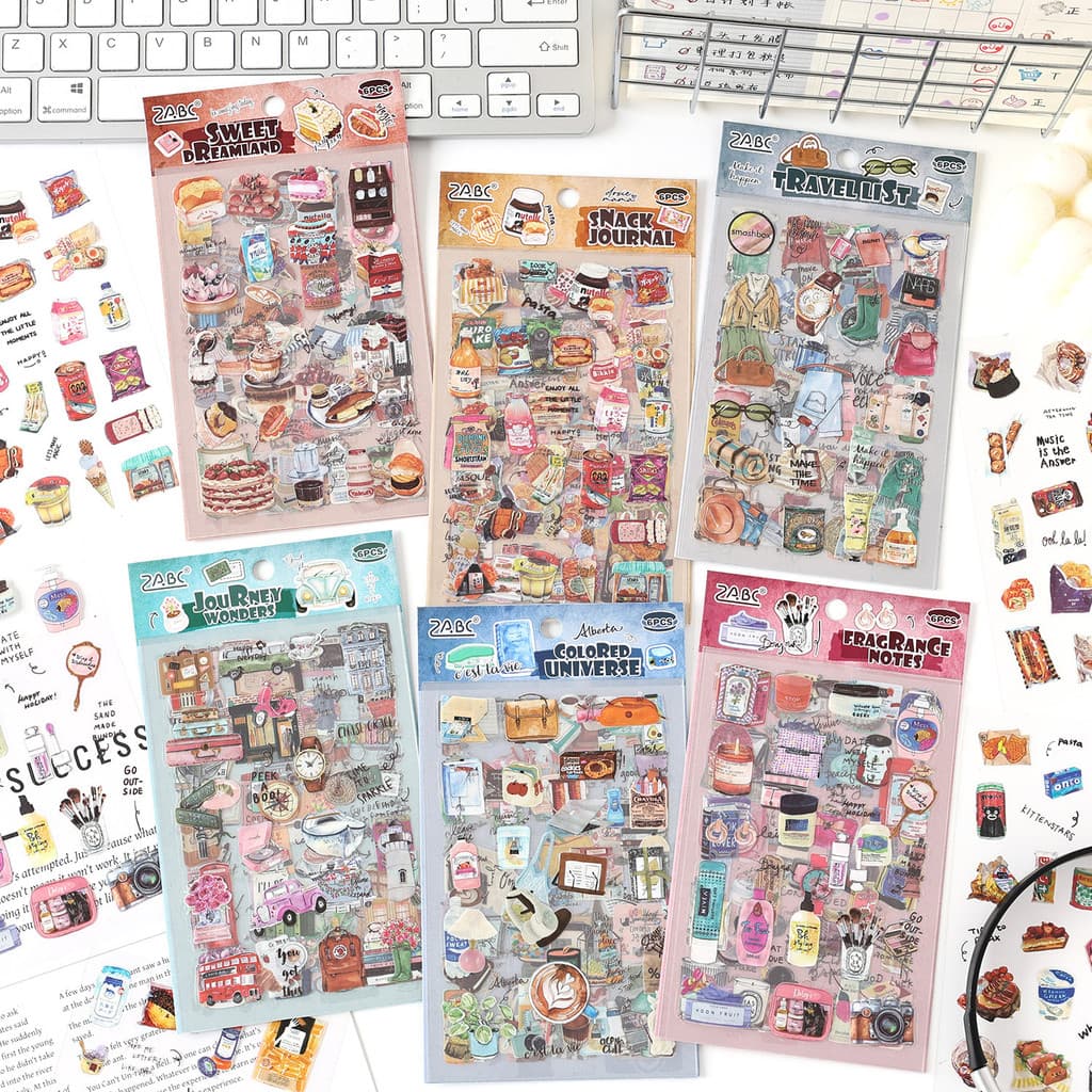 Journamm 6 แผ่น Vintage Scrapbook PET ไดอารี่สติกเกอร์สําหรับ Journaling สติกเกอร์ Scrapbooking Embelishment…