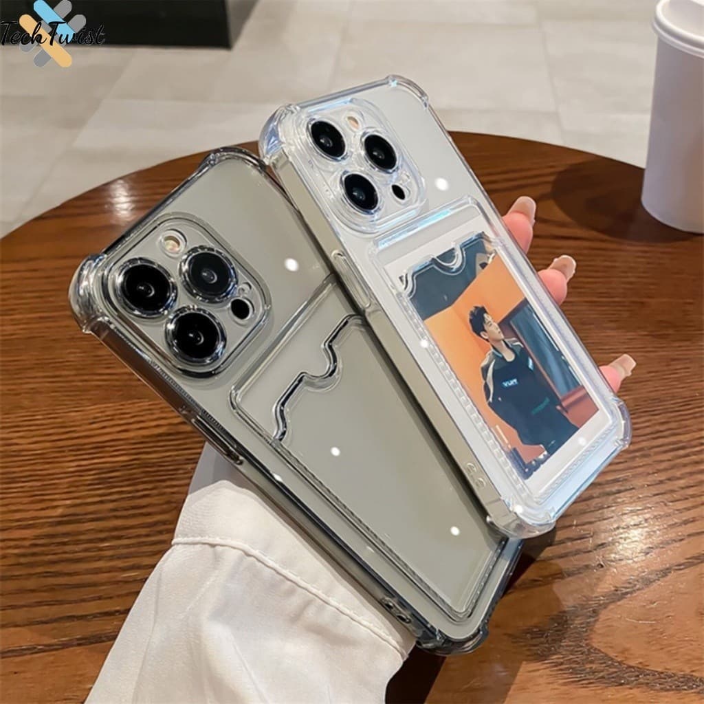 เคสโทรศัพท์แบบใสพร้อมช่องใส่บัตร For Oppo A3X A5 A9 Pro A15 A16 A17 A18 A38 A36 A76 A54 A57 A77 A58 A60 A74…