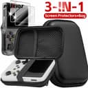 3 IN 1 ชุดป้องกันสําหรับคอนโซลเกม R36S - เคสและตัวป้องกันหน้าจอกระจกนิรภัย - เคสซิปแข็ง EVA แบบพกพา -…