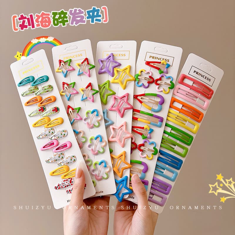 12 ชิ้น/เซ็ตสีสัน Star กิ๊บติดผมสําหรับเด็กแฟชั่นเกาหลีน่ารัก Y2K สไตล์ Hairpins เครื่องประดับผม