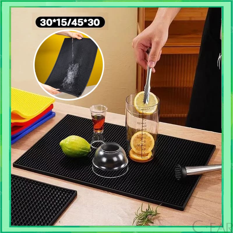 แผ่นยางบาร์แมท Bar Mat แผ่นยางรองกันลื่นสําหรับชงกาแฟ แผ่นยางรองหน้าบาร์กาแฟ