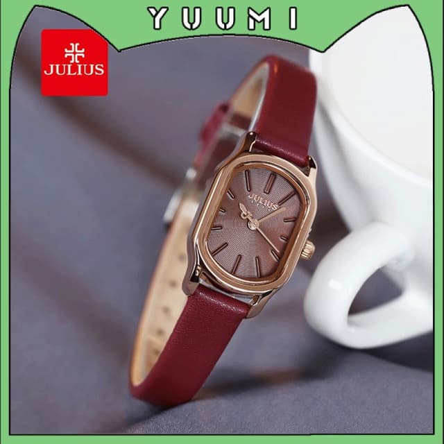 Julius จูเลียส นาฬิกาข้อมือผู้หญิง ทรงสี่เหลี่ยมผืนผ้า สไตล์เกาหลี กันน้ํา ระบบควอตซ์ รุ่น JA-1112