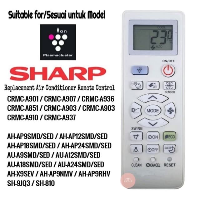 SHARP รีโมทแอร์ทดแทนเครื่องปรับอากาศ SH-910