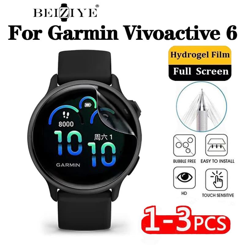 Beiziye ฟิล์มไฮโดรเจลสําหรับ Garmin Vivoactive 6 Series ฟิล์มป้องกัน Soft TPU Anti-scratch Screen Protector…