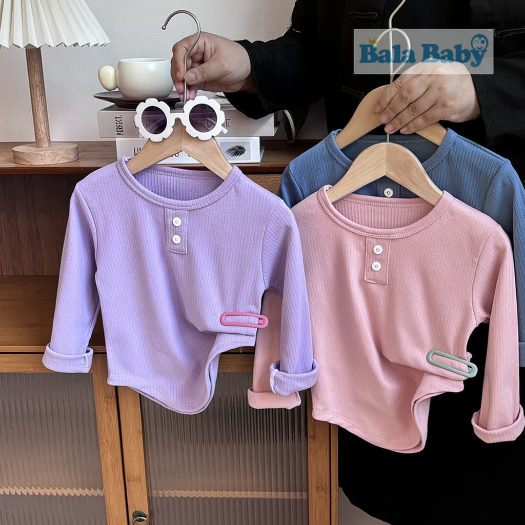 เสื้อแขนยาวเด็ก เสื้อยืดคอกลม สีพื้น เหมาะสําหรับอายุ6เดือน-3ปี ใส่ได้ทั้งชายและหญิง CX19
