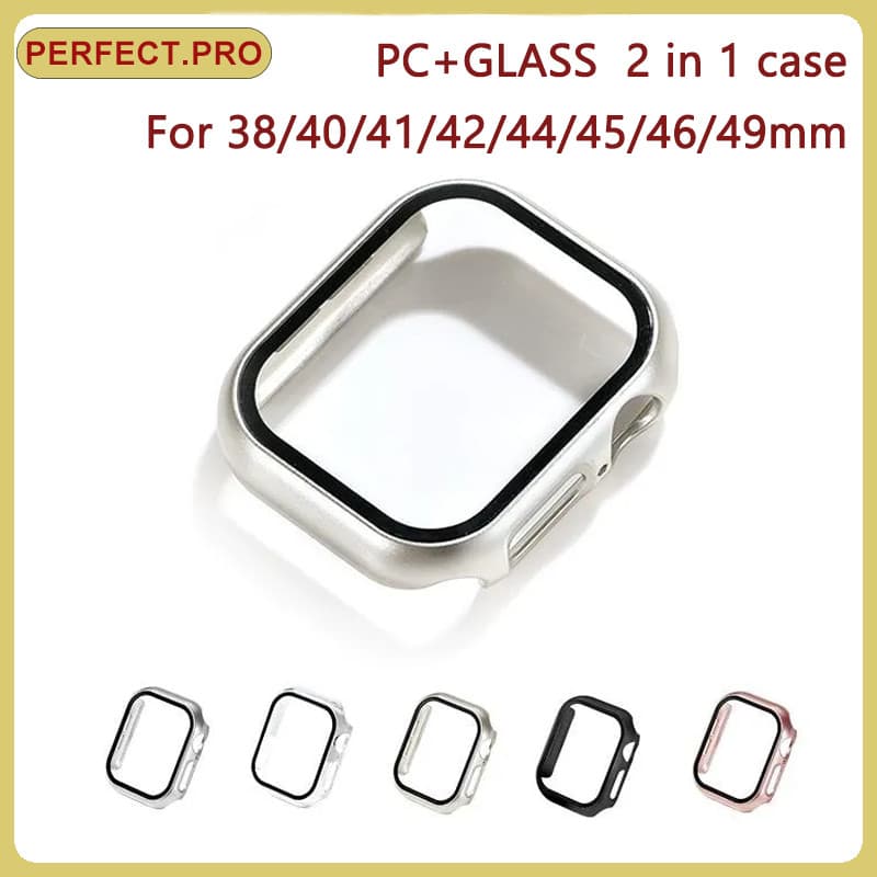 เคส iWatch ที่มีกระจกนิรภัยกันรอยหน้าจอในตัว สําหรับรุ่น S12/11/10/9/8/7/6/5/4/3/2/SE/Ultra มีขนาด…