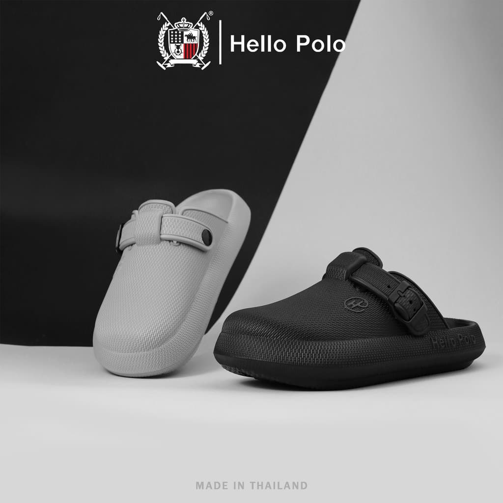 Hello Polo รองเท้าแตะ EVA กันน้ํา กันลื่น ส้นแบน แฟชั่นแบบสวม ผู้หญิงและผู้ชาย รองเท้าเปิดปลายเท้า ส่งจากไทย…