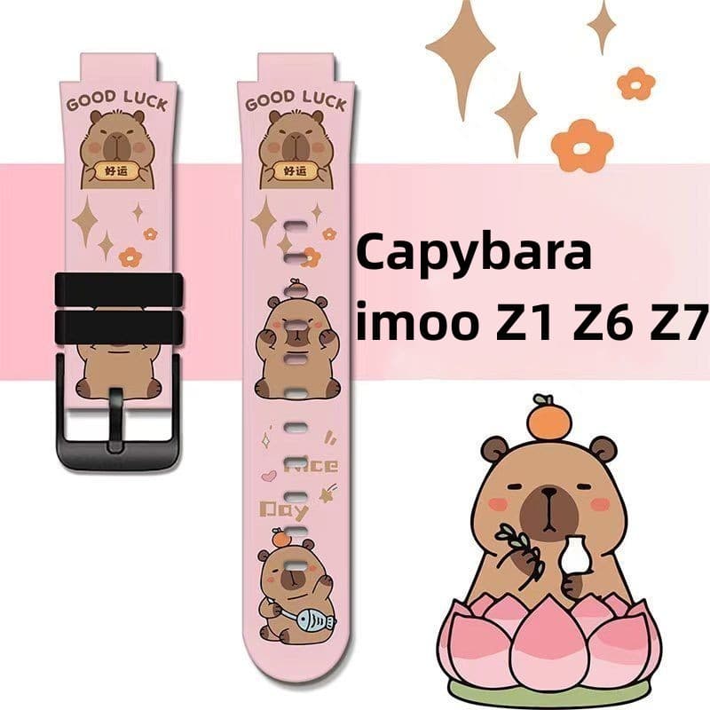 Capybara imoo นาฬิกาโทรศัพท์สําหรับเด็ก สายซิลิโคน imoo Z1 Z2 Z5 Z6 Z7 imoo X10 สายนาฬิกา การ์ตูนพิมพ์สายคล้อง