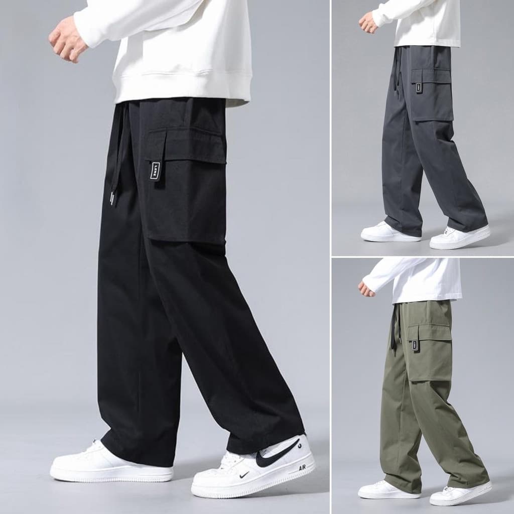 กางเกงทํางาน Man's Leisure Multi Pocket Workwear กางเกงทํางานกระเป๋าความจุขนาดใหญ่สไตล์สตรีทตรง