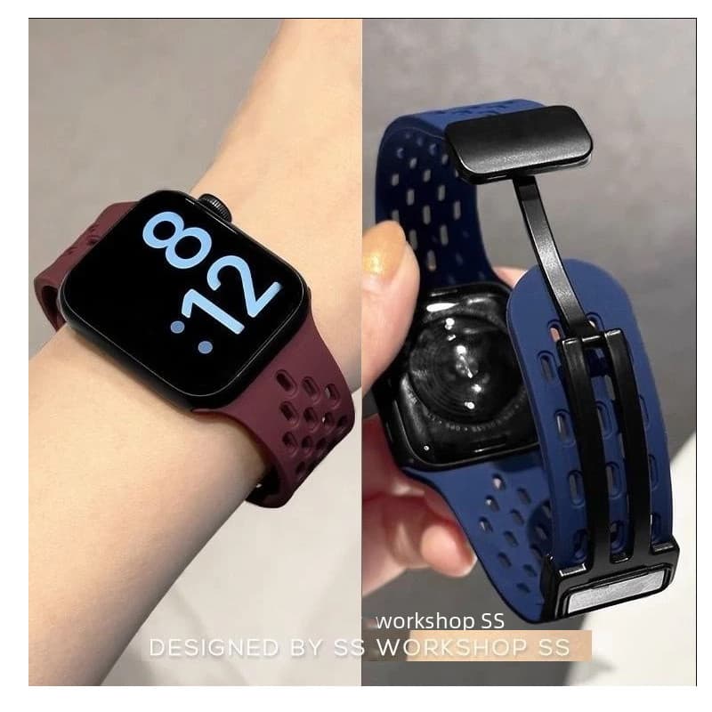 เหมาะสําหรับ Apple Watch iWatch Series 11 10 46mm 9 8 7 SE สายนาฬิกาซิลิโคนพับแม่เหล็ก Ultra…