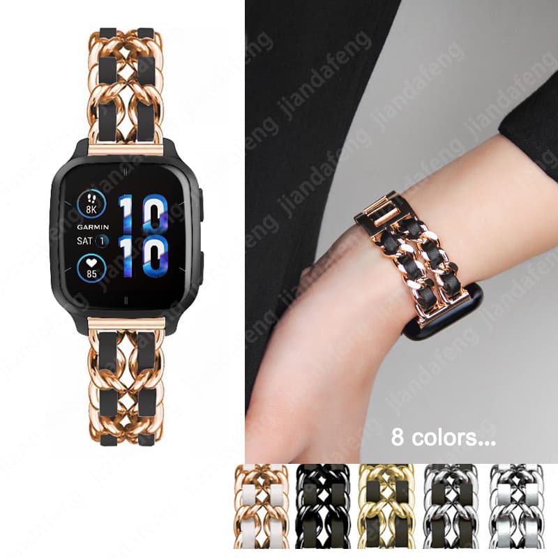 สายรัดข้อมือโซ่โลหะสําหรับ Garmin Venu SQ Sq2