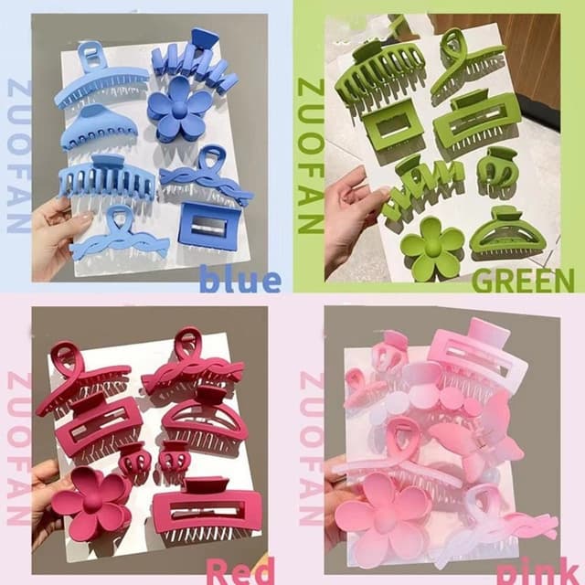 8ชิ้น/เซ็ต แฟชั่นผู้หญิงสีทึบกรงเล็บตบหลังหัวฉลามคลิปกิ๊บติดผมอุปกรณ์ผม(อัพเกรดแพคเกจ)