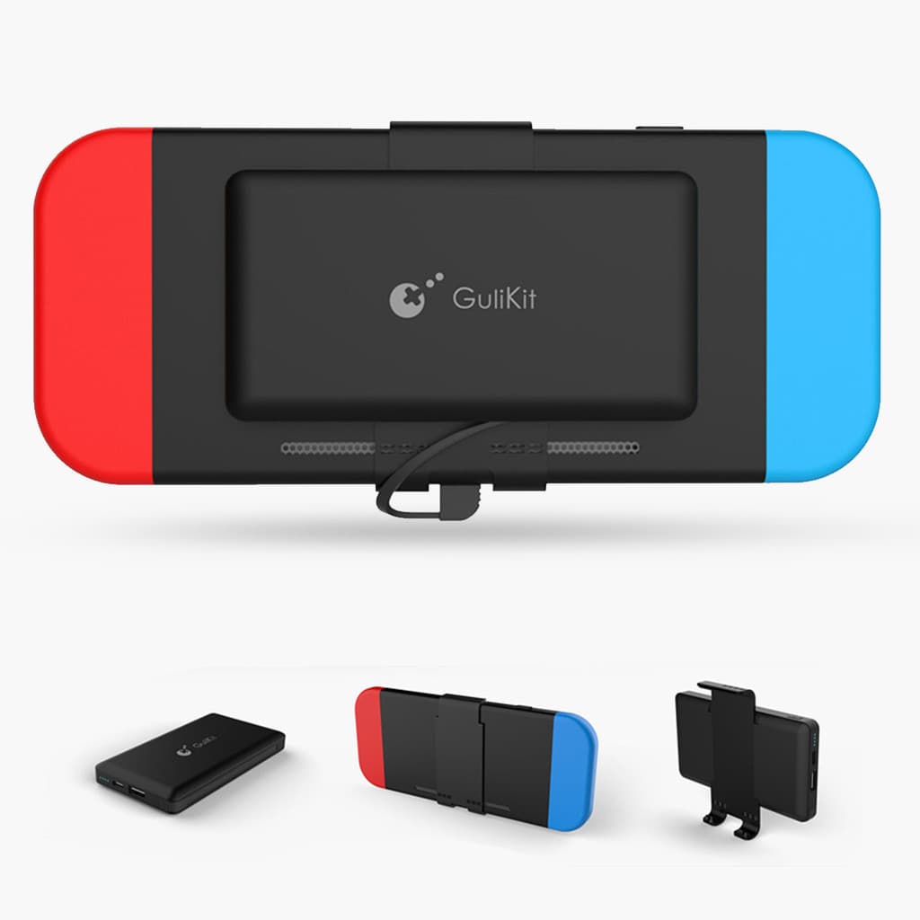Gulikit Switch Battery Pack สําหรับ OLED/Regular NS - เครื่องชาร์จพกพา 10000mAh พร้อมชาร์จเร็ว, Clip-On Power…