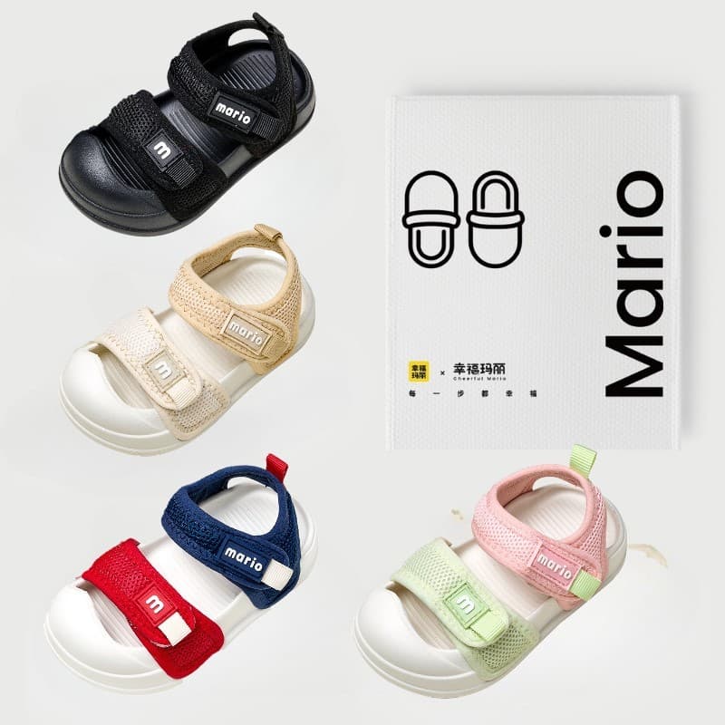 Cheerful Mario 14-19ซม ตีนตุ๊กแก ลองเท้าเด็ก ฤดูร้อน รอบเท้าเด็ก รองเท้ารัดส้นเด็กหัดเดิน แตะหัดเดิน
