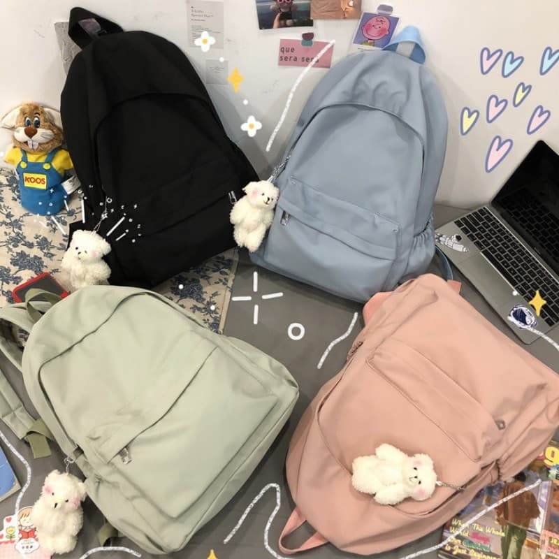 กระเป๋าเป้สะพายหลังสไตล์ญี่ปุ่น สีเรียบง่ายสําหรับนักเรียนหญิง ขนาดใหญ่ พกพาสะดวก พร้อมความโมダン