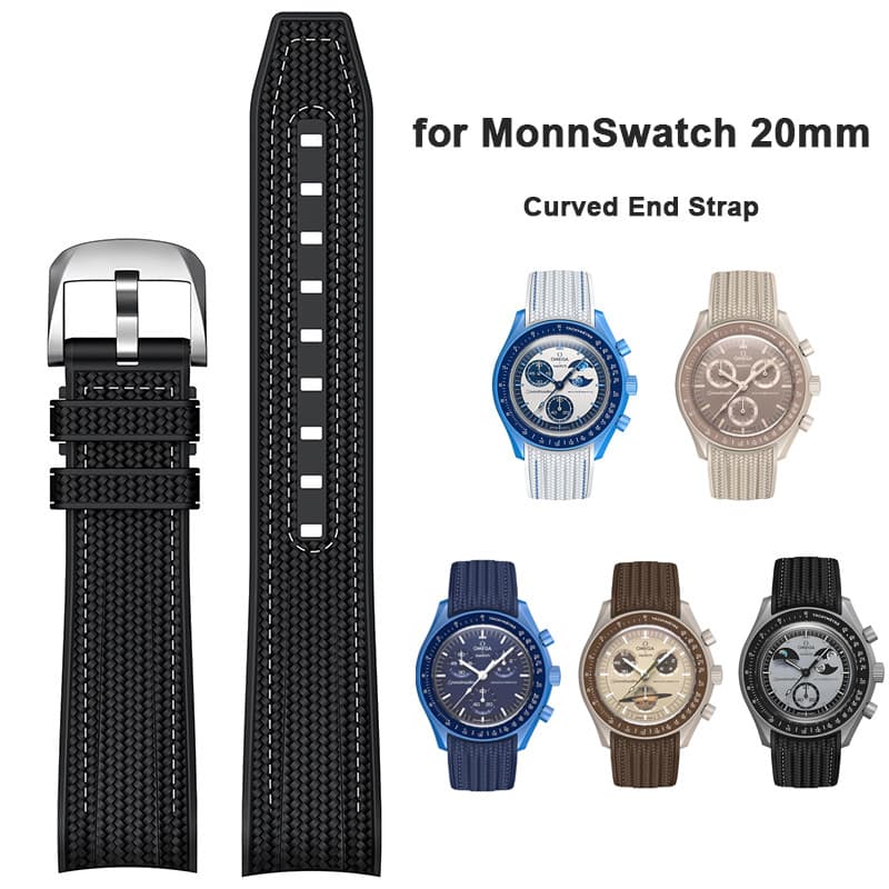 สายรัดสําหรับ Swatch X Omega joint MoonSwatch 20 มม.ยางซิลิโคนปลายโค้งนาฬิกาผู้ชายผู้หญิง Quick Release…