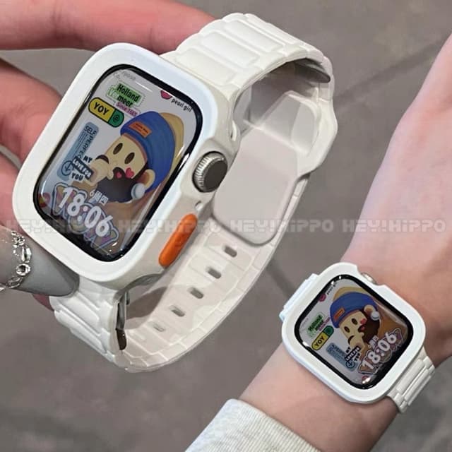 สายรัดซิลิโคนสามเส้นพร้อมเคสป้องกันเหมาะสําหรับสมาร์ทวอทช์ซีรีส์ 10/9/8/7/6/5/กับ/4/3/2/1…
