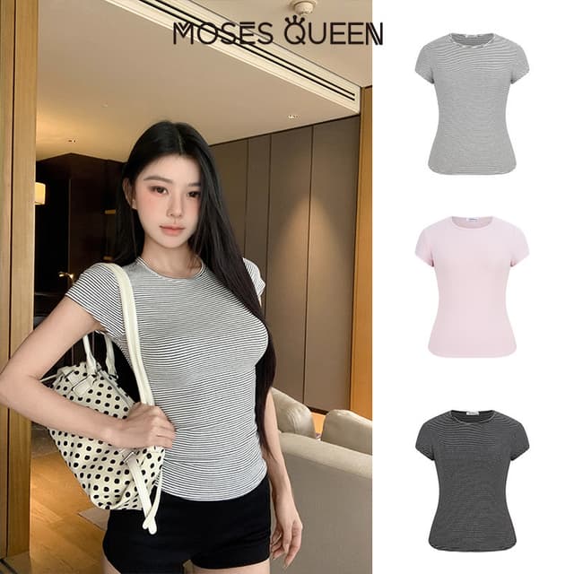 < MOSESQUEEN > เสื้อผ้าสกรีนลายเส้นหน้าแขนยาวแบบพิเศษ สําหรับผู้หญิง ทรงกระชับ ใส่สบาย ดูทันสมัย…