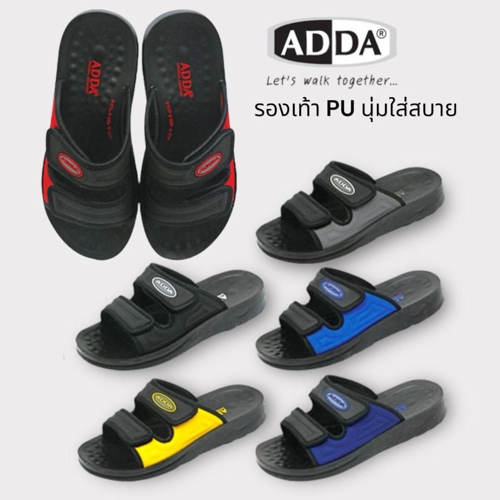 ADDA 7MA03 ** รองเท้าแตะแบบสวม สายคาด 2 สายแบบติดเทปกาวกําลังเป็นที่นิยม นุ่มสบาย น้ําหนักเบา Size:39-45 รูปที่ 1