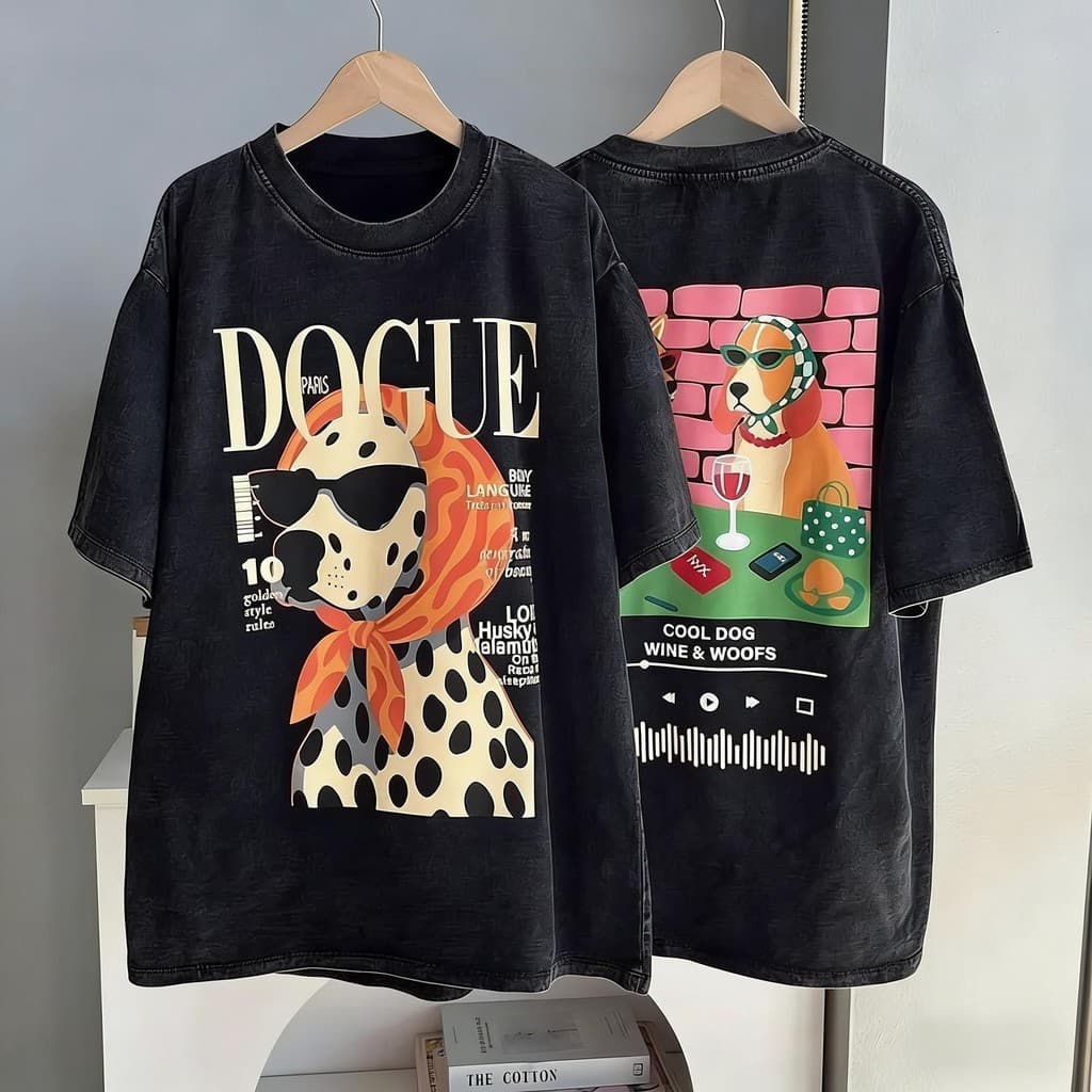 YOU-T🐆เสื้อแฟชั่น ใส่สบาย เสื้อยืดแขนสั้น ลาย เสื้อ"DOGUE" ผ้านิ่ม OVERSIZE แฟชั่น ผ้าฝ้าย 100% สไตล์เกาหลี