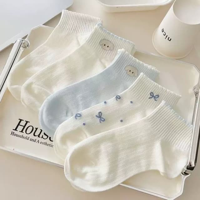 HOME818 ถุงเท้าข้อสั้น (5ลาย/10คู่) ถุงเท้าแฟชั่นซีทรู สไตล์เกาหลีใส่สบาย เนื้อผ้านุ่มงานถักอย่างดี