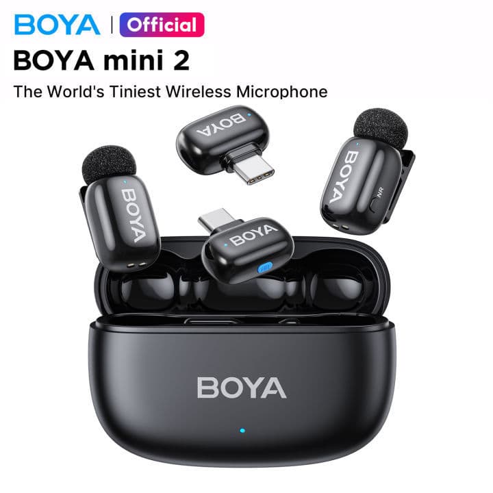 (สินค้าใหม่) BOYA mini 2 ไมโครโฟนหนีบเสื้อไร้สาย AI ตัดเสียงรบกวน รองรับ iPhone Android PC ทํา Vlog