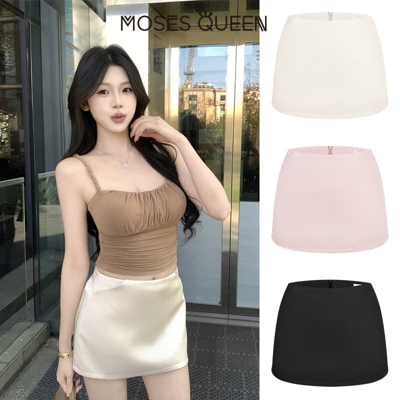 MOSESQUEEN กระโปรงสั้นทรงเปิดด้าน สไตล์อเมริกัน สําหรับฤดูใบไม้ผลิและฤดูร้อน #63454