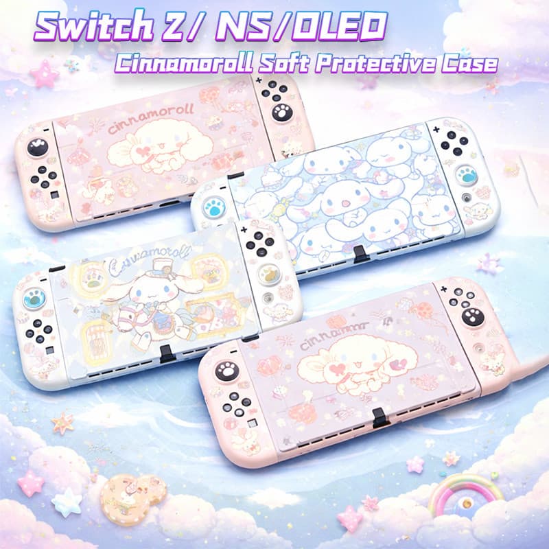 เคสป้องกันแบบนิ่มเคลือบ Cinnamoroll สําหรับ Nintendo Switch 2 / NS / OLED
