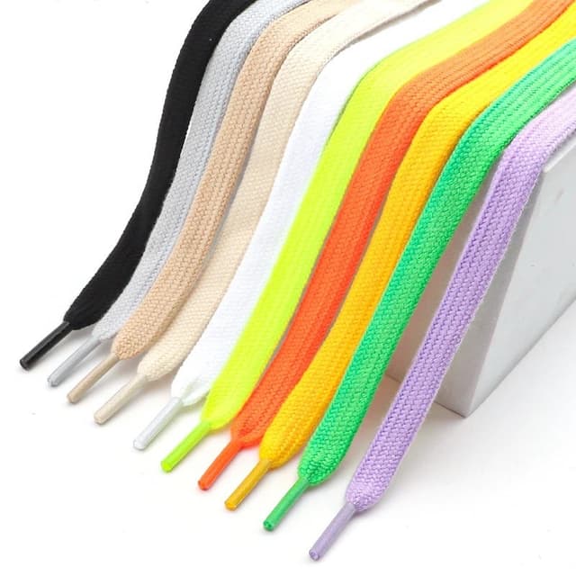 shoelace เชือกรองเท้าฝ้าย แบบแบน เชือกผูกรองเท้ามุกโบว์ อุปกรณ์เสริมรองเท้า ยาว 80/100/120/140 ซม หน้ากว้าง 8…