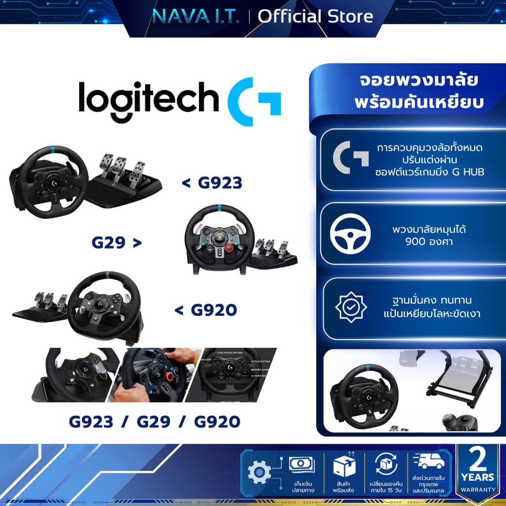 LOGITECH G29 G923 DRIVING FORCE RACING WHEEL เหมาะสําหรับ PS5, PS4, PS3 และ PC ประกัน 2ปี
