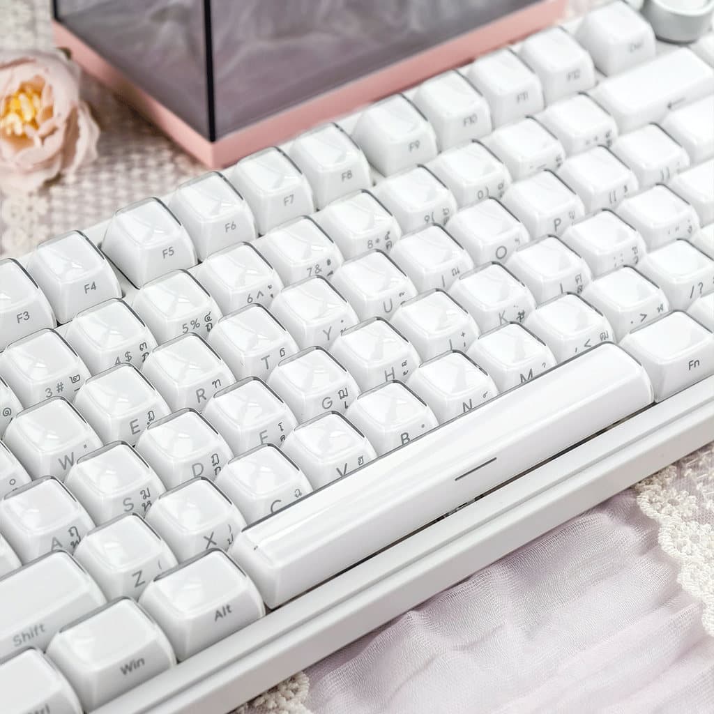 EN/TH/KR/RU MAIMOOO สีขาวคริสตัล Keycap คํา SA Profile 132 คีย์ PC PBT Double-shot Letter Side-แกะสลัก Aula…