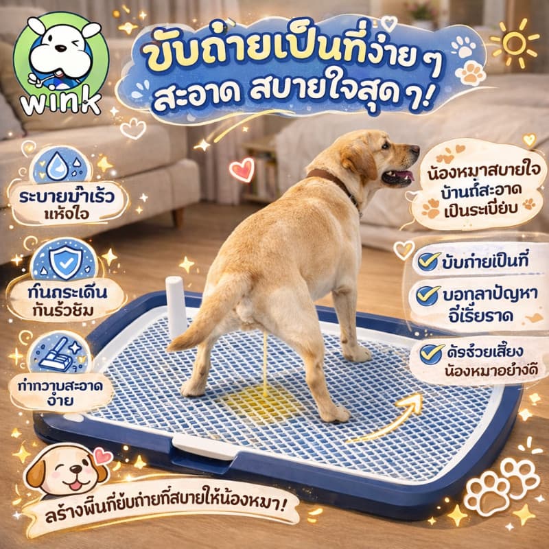 🐶ห้องน้ําสุนัข 65*50*6.5cm ถาดฉี่สุนัข แบบมีเสา กระโถนในร่มแบบเรียบง่าย รูปที่ 1