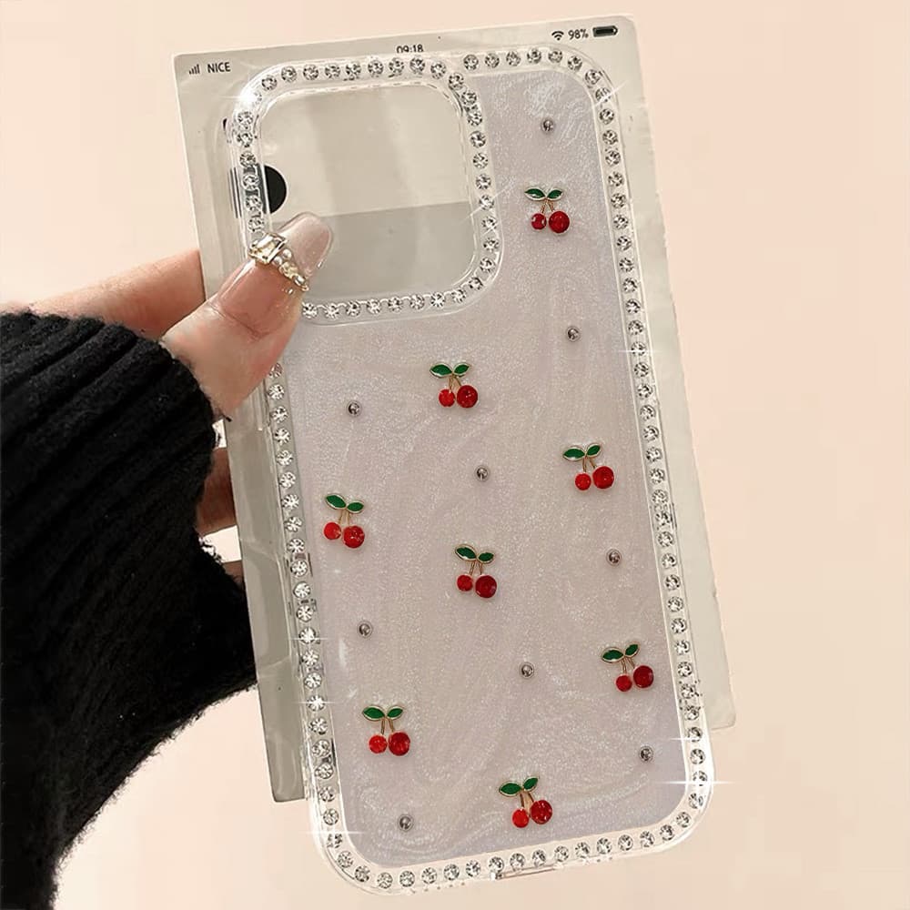 ลายเชอร์รี่ เคสโทรศัพท์ For iPhone 17 Air 13 11 14 12 16 15 Pro Max ซิลิโคนอ่อนนุ่ม…