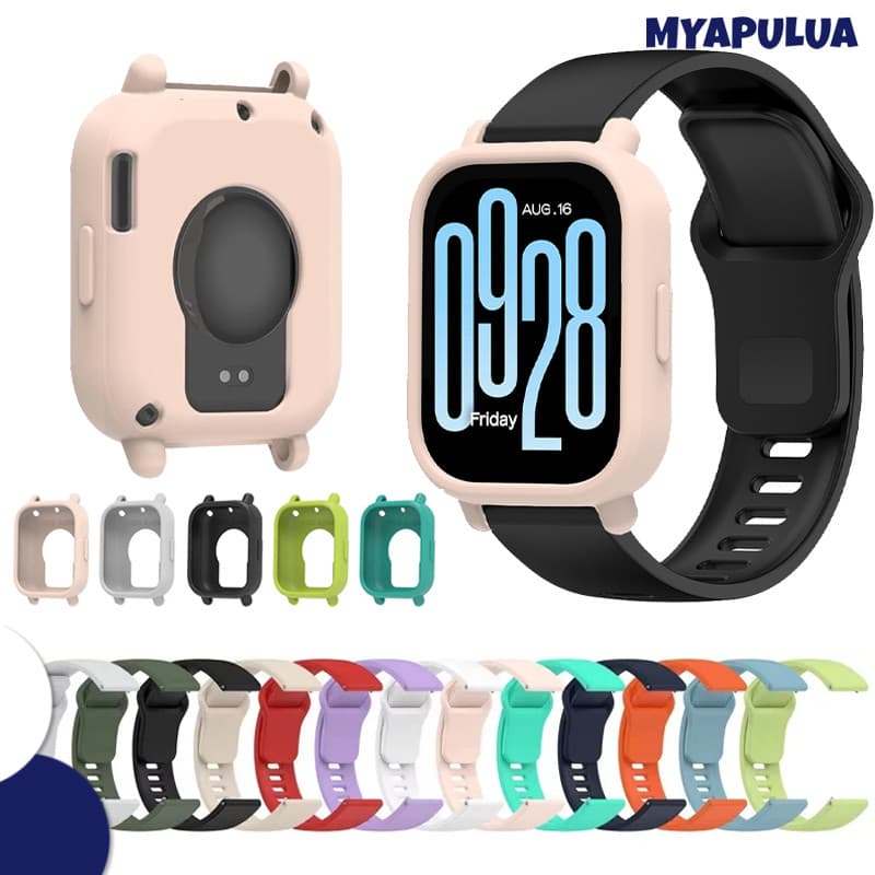 สายรัดซิลิโคนอ่อน for Redmi Watch 5 Active / Redmi Watch 5 Lite สร้อยข้อมือยางป้องกันหน้าจอฝาครอบกันชนอุปกรณ์เ…