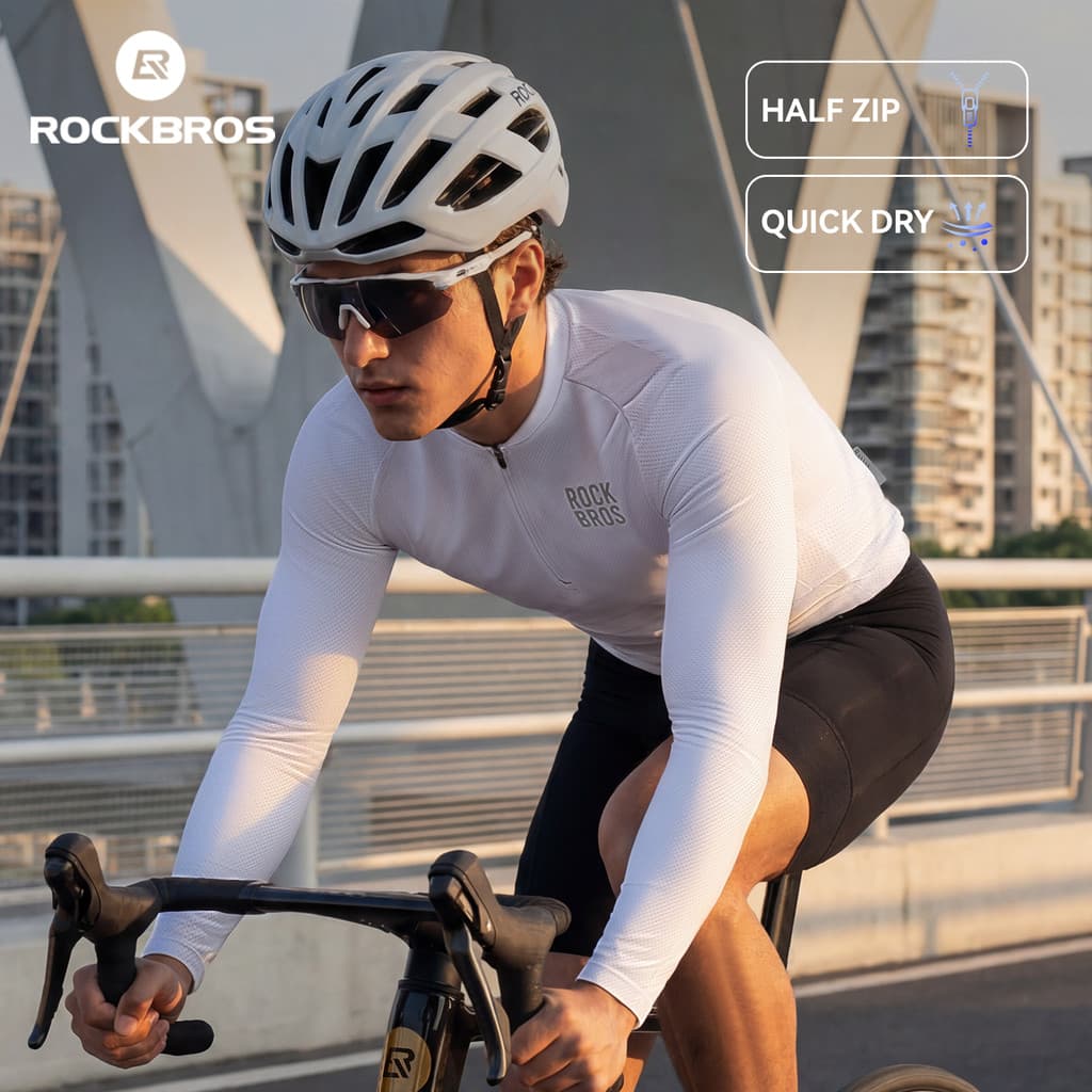 ROCKBROS เสื้อปั่นจักรยานแขนยาว ผ้าแห้งเร็ว ยืดหยุ่นสูง ใส่สบาย มีแถบสะท้อนแสง เหมาะสําหรับปั่นกลางแจ้ง