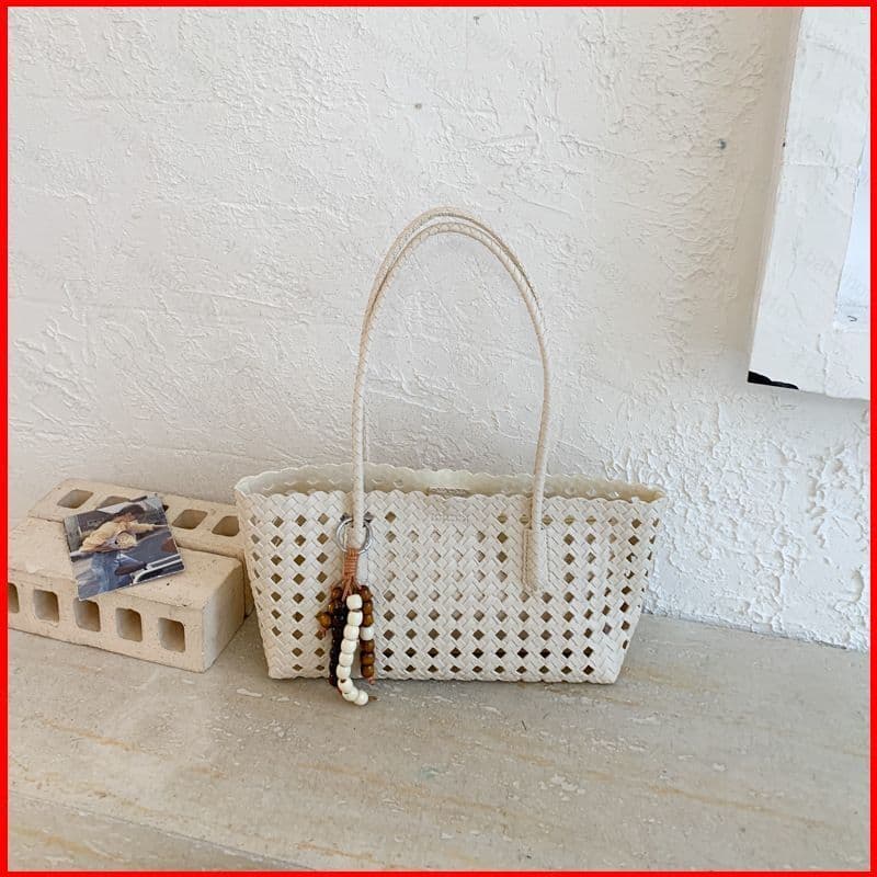 2026 Summer Hollow out Beach Bag กระเป๋าถือทอ Chic Niche Basket Bag Beach Vacation Shoulder Bag รูปที่ 1