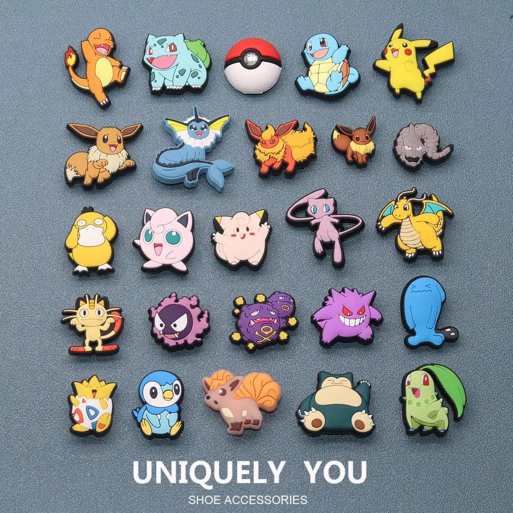 เครื่องรางรองเท้า ซีรีส์ Pokmon ใหม่ หมุดประดับรองเท้า อุปกรณ์เสริม Holey หัวเข็มขัดรองเท้า