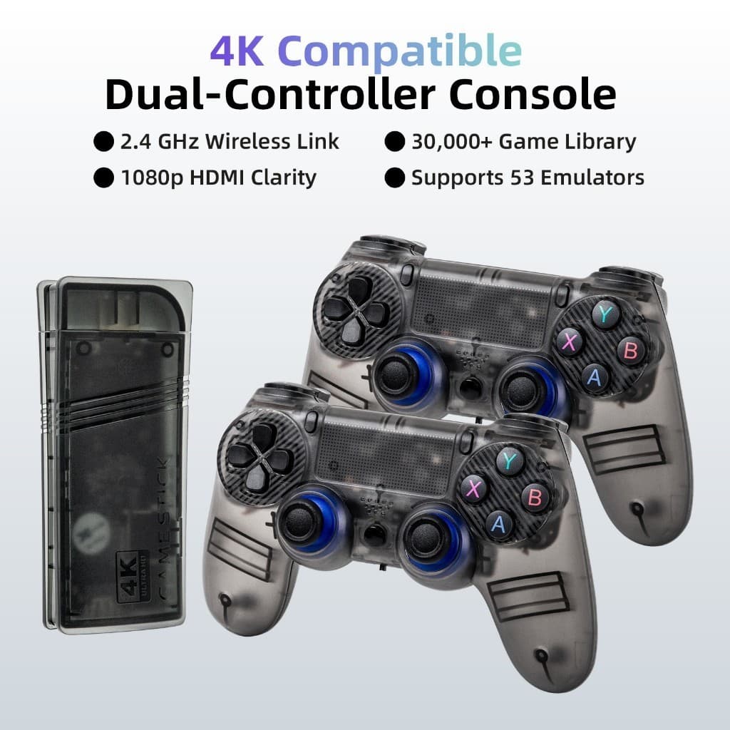 GS5 Mini Dual Controller Wireless Game Supported 52 Emulators 30,000+Classic Games 4K 3D