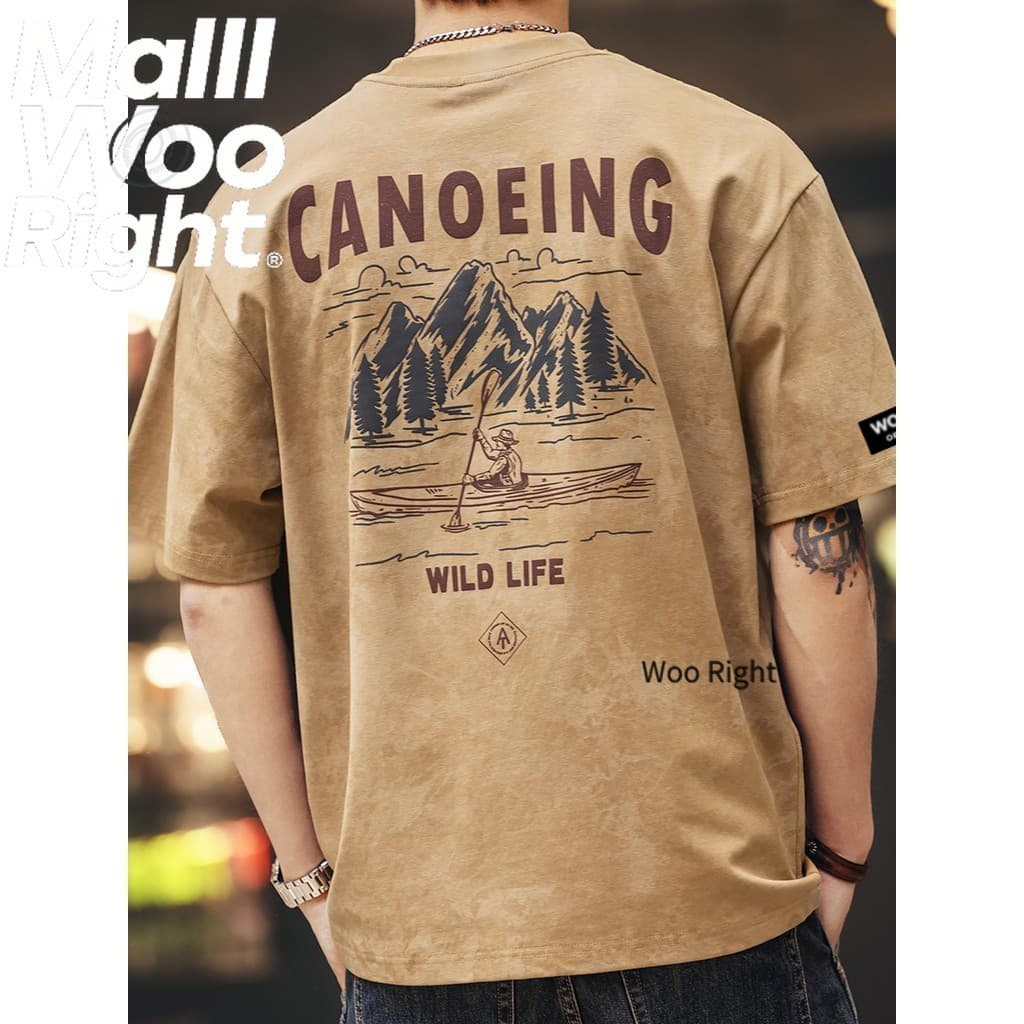 Woo Right 280g เสื้อผู้ชาย เสื้อยืดผู้ชาย วินเทจ สตรีท เท่ๆ ใส่สบาย Oversize Woo Right COD จัดส่งตลอด 24…