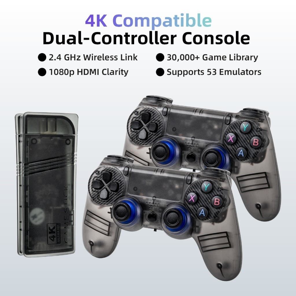 GS5 Mini Dual Controller เกมไร้สายรองรับ 52 Emulators 30,000 + เกมคลาสสิก 4K 3D