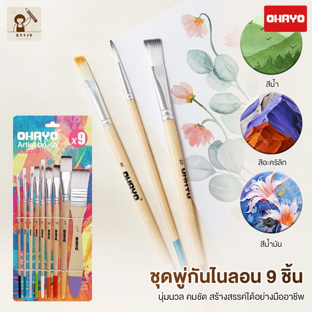 พู่กันสีน้ํามัน ชุดแปรงปากกาพลาสติก แปรงพู่กันไนล่อน ชุดพู่กันสีน้ํา ใช้สําหรับการเพ้นท์สีน้ํา/อะครีลิค