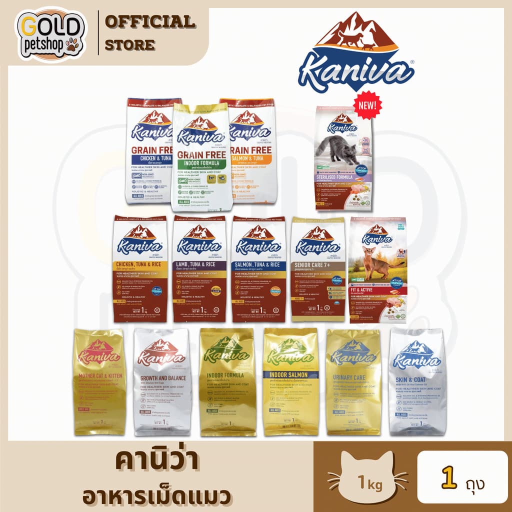 kaniva 1kg (ถุงแบ่งจากกระสอบ) อาหารเม็ดคานิว่าสําหรับน้องแมวทุกช่วงวัย