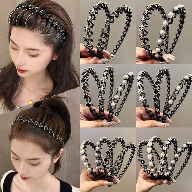 ที่คาดผม Rhinestone ขอบคลื่นสไตล์เกาหลี