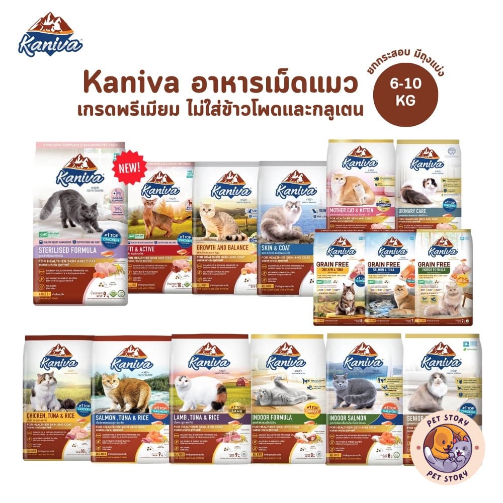 Kaniva ยกกระสอบ อาหารแมวคานิว่า อาหารเม็ดแมวโซเดียมต่ํา สําหรับทุกช่วงวัย ขนาด 6-10 kg