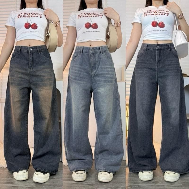 K JEANS กางเกงยีนส์สาวอวบกระบอกลิซ่า&บาร์เรล สนิมเข้ม สนิมอ่อนแต่งเฟส สีดําฟอก สีอ่อนแต่งเฟส 2XL-6XL ผ้าไม่ยืด
