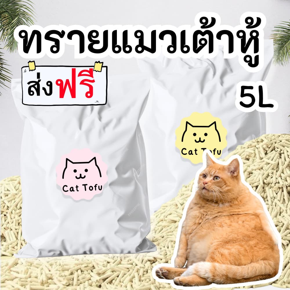 ทรายเต้าหู้ออร์แกนิค 5L เกรดพรีเมี่ยม ทรายแมวออกร์แกนิค ทรายแมว