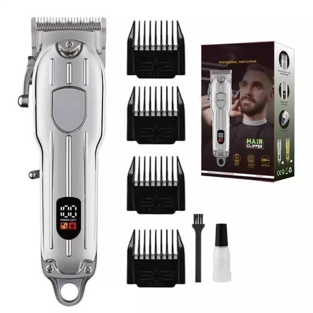 COD ปัตตาเลี่ยนตัดผมสําหรับช่างตัดผม Professional Trimmers ไฟฟ้าแบบชาร์จ LCD มีดโกนตัดผมร้านทําผม เปลือกโลหะ…